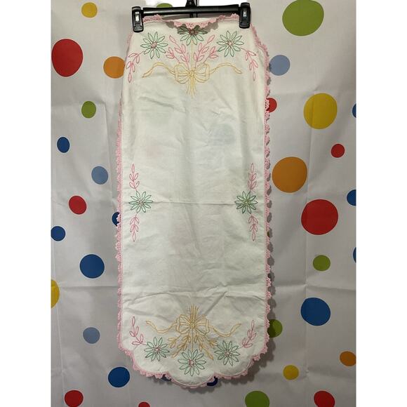 Vintage Table Cover Scarf Runner Embroidered 16” x 41” - Picture 9 of 12